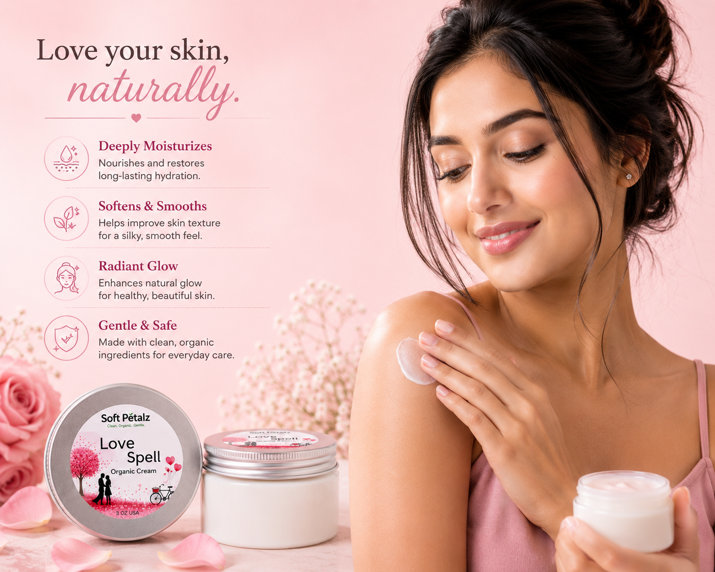 Soft Petalz Love Spell Organic Cream