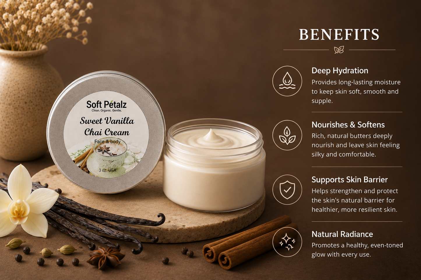 Soft Petalz Sweet Vanilla Chai Cream