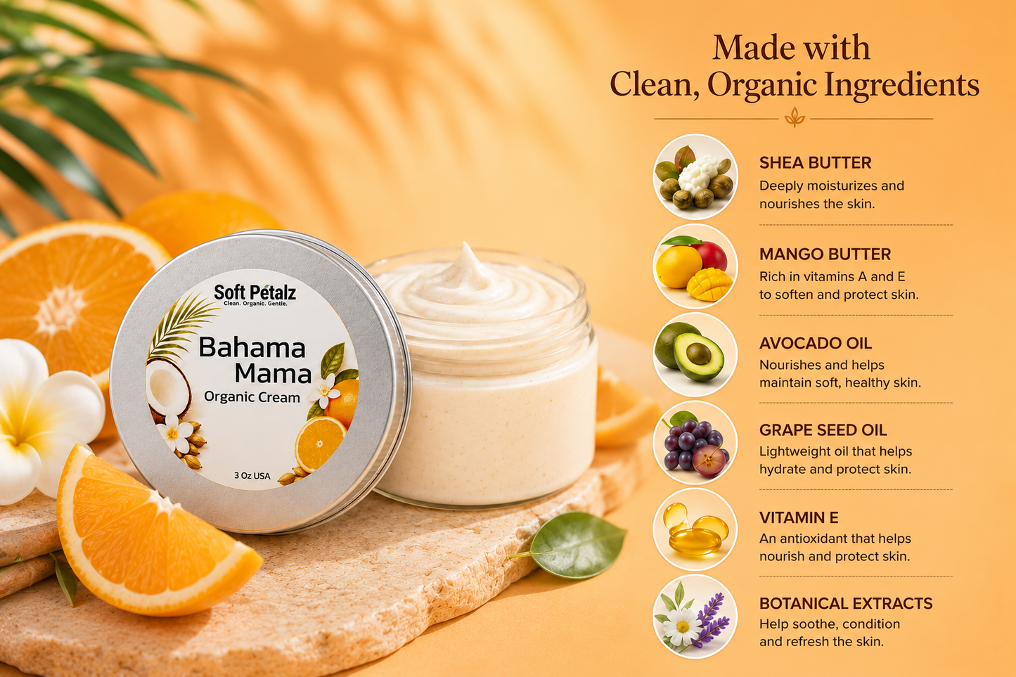 Soft Petalz Bahama Mama Organic Cream
